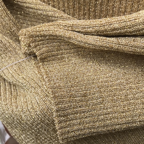 🚨 New RATAELLA Tan Glittery Gold Speckled Turtleneck Blouse - Picture 4 of 7